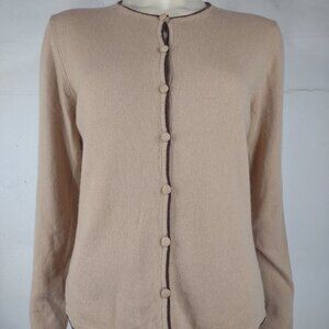 Croft & Barrow tan beige brown 100% Cashmere button front cardigan ladies Medium